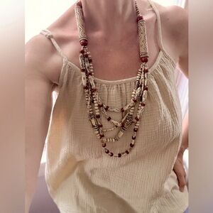 Ethnic /tribal wood and bone carved, beaded necklace